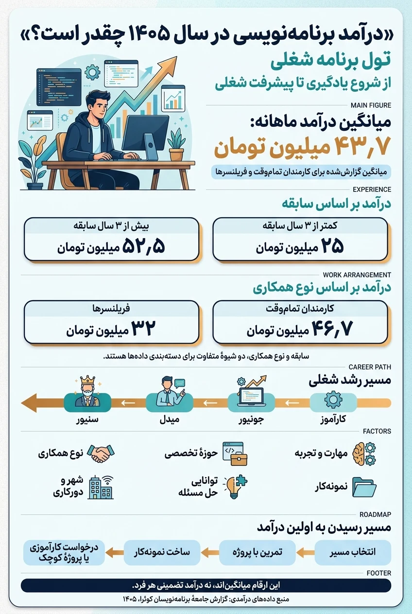 اینفوگرافیک درآمد برنامهنویسی در یک نگاه